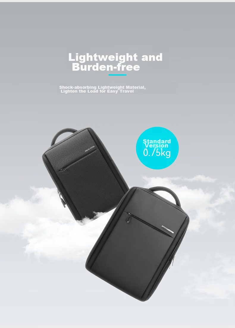 MARK RYDEN Backpack for Men, Casual Multi-Functional Laptop Bag, Travel Bag, Student Schoolbag MR2900 Elegant Black Standard Style 10