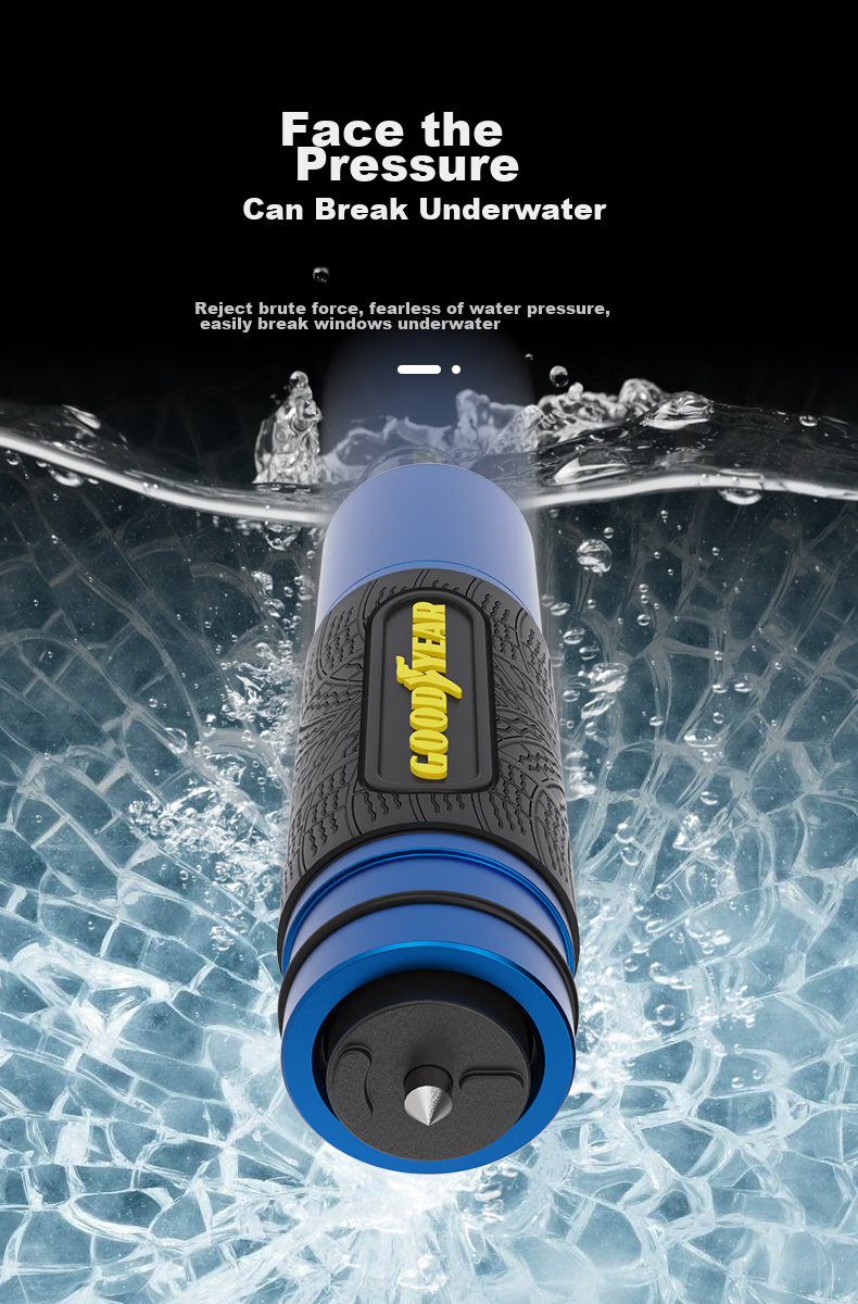 Goodyear Multi-Functional Safety Hammer, Rescue Hammer, Window Breaker, Gun-Style Tungsten Steel Head with Built-In Cutter for Emergency Rescue And General Use 7
