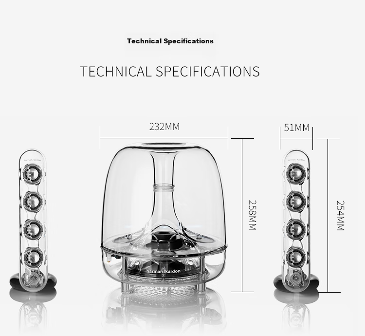 Harman/Kardon SoundSticks3 Crystal Third Generation, TV Multimedia Desktop Computer Wired Speakers, Subwoofer Audio, Surround Stereo Sound, Bluetooth Receiver Included 10