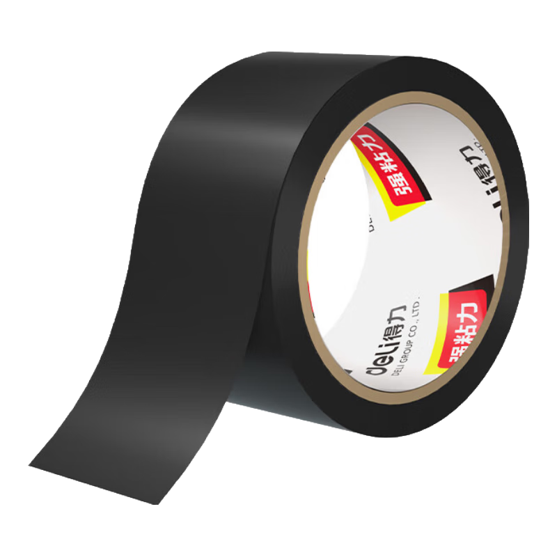 Deli Black Safety Warning Tape, Thickened PVC Wear-Resistant Waterproof Tape, Classification Line Moving Area, 5S Positioning Tape, 48mm*33m, 1 Roll JL304