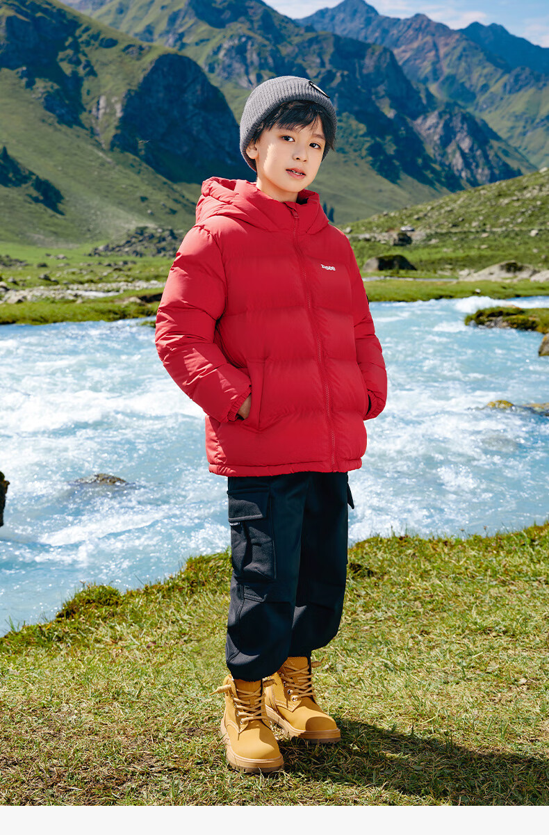 Zuoxi Children's down Jacket, 2025 New Style, Boys' Winter Warm And Cold-Resistant White Duck down Hooded Puffer Coat, Black, Size 150 22