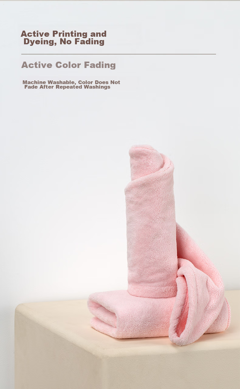 HOYO Japanese Snow Fleece Hair Drying Cap And Hair Tie Two-Piece Set, Quick-Drying Absorbent Bath Towel for Women, Pink 5