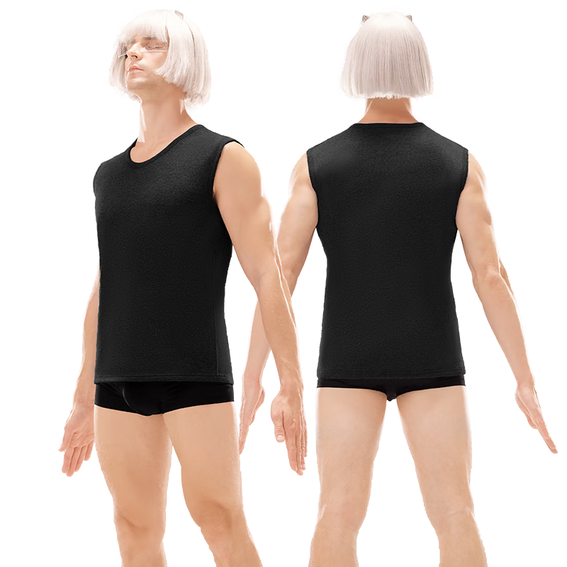 MiiOW Men's Thermal Vest Thickened Fleece Lined Sleeveless Autumn Winter Warm Base Layer Black XL