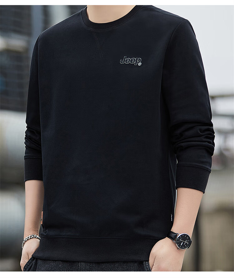 JEEP Men's Sweatshirt, Loose-Fitting Round Neck Long-Sleeve T-Shirt for Spring And Autumn, Men's Base Layer Clothing, Royal Blue, Size L 5