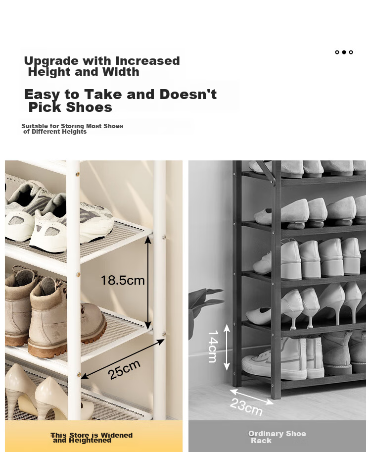 QIAONAMEI Shoe Rack, Entryway Dorm Simple Shoe Shelf, Home Small Storage Rack, Indoor Dustproof Shoe Cabinet QNM2226-WH 4
