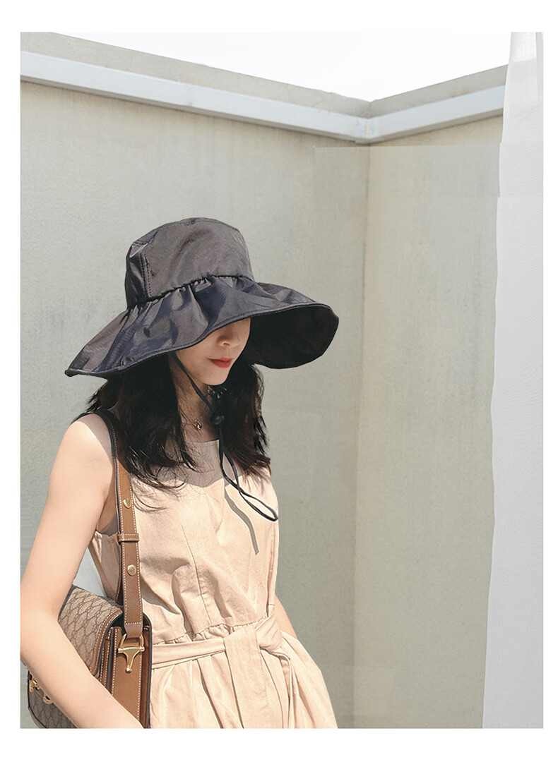 XUEXIMAN UV Black Gel Sun Protection Hat for Women, Summer Face-Covering Sunhat, Wide Brim Fishing Hat for Cycling 10