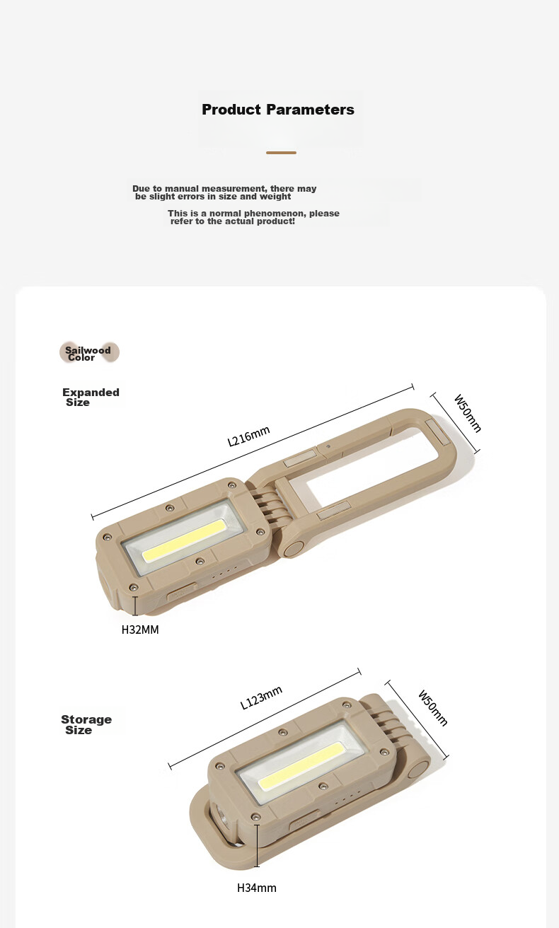 MOBIGARDEN Magnetic Outdoor Camping Waterproof Multi-Mode Work Light Tool Lamp NX23673008 Teak Color 18