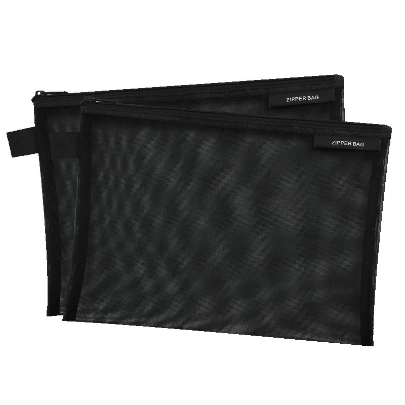 Jindeli 3c Digital All-Net Low Price, 2-Pack A5 Nylon Mesh Zipper Pouches, Simple Transparent Document Bags, File Folders, Student Exam Pencil Cases, Stationery Storage Pouches, Black FB8810