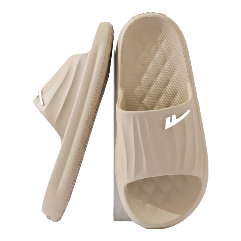 Huili Solid Color Sports Shock-Absorbing Soft Elastic Indoor And Outdoor Wear-Resistant Thick-Soled Slippers HL0276 Khaki Size 45-46