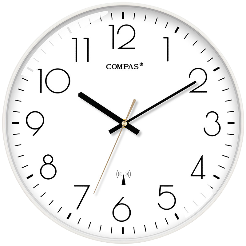 Compas Radio-Controlled Clock with Automatic Time Synchronization, Quiet Operation, Classroom Wall Clock, Living Room Clock, Wall-Mounted C6219B Pure White 35cm