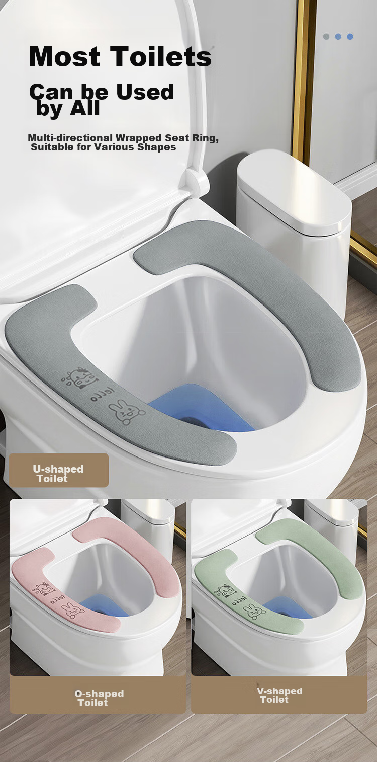 Baoshi Toilet Seat Covers, Static Cling Non-Disposable Toilet Seat Pads, Warm And Universal, 2 Pairs Per Pack 8