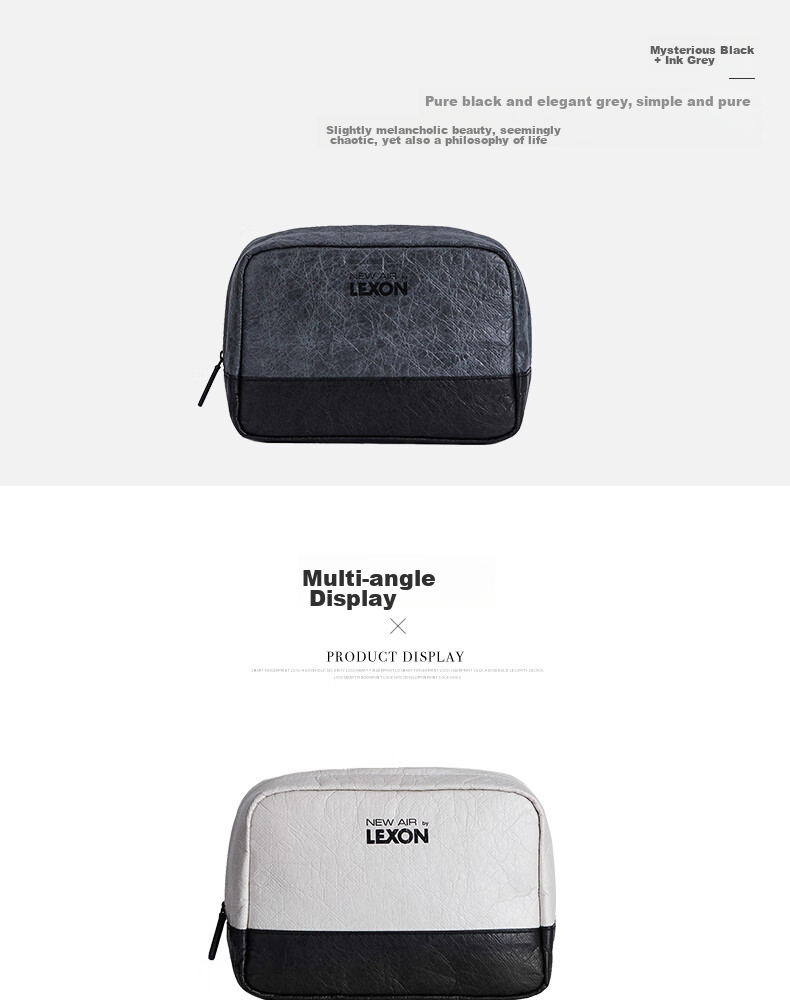 LEXON Portable Storage Bag, Large Capacity Makeup Bag, Travel Toiletry Bag for Men And Women, Bath Bag, TAIWEI Paper Bag, White And Black Color 5