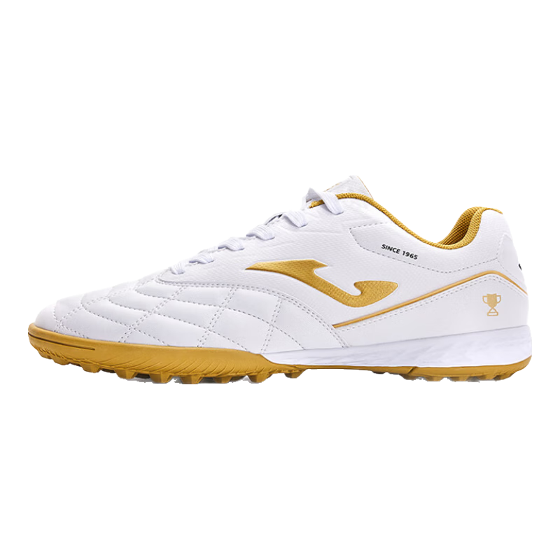 JOMA Soccer Cleats with Molded Studs for Men, Women, Adults And Youth, TF Non-Slip Wear-Resistant Professional Competition Football Training Shoes, White And Gold, Size 45