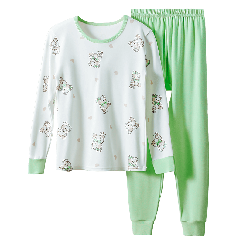 LangSha Children's Underwear Set, Girls' Autumn Top And Pants, Antibacterial Pure Cotton, Youth Autumn And Winter Warm Pajamas, Cotton Sweater, Size 160