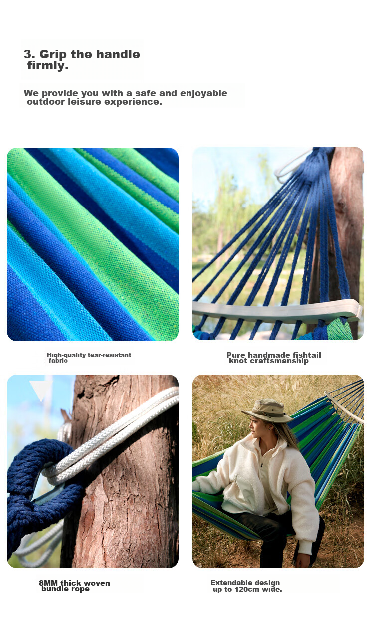 SCALER Outdoor Hammock, Outdoor Swing, Anti-Rollover, Double-Person Canvas Camping Swing Bed 10