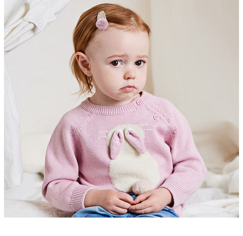 DAVE & BELLA Girls Pullover Sweater 2022 Autumn Kids Clothing Baby Cartoon Knitwear DB4223925 Light Pink 140cm 16