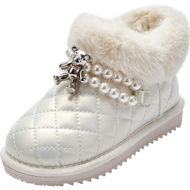 BALABALA Kids Snow Boots Girls Fleece Lined Thickened Winter Short Boots Non-Slip Fashionable