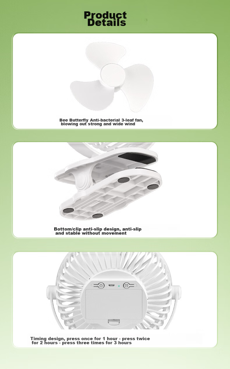 CangHua Desktop Fan, Small Fan, New Ultra-Quiet Air Circulator, Long Battery Life, Portable Clip-On, Car Cooling, Office, Student Dormitory Bed Hanging [Plug-In Version] 13