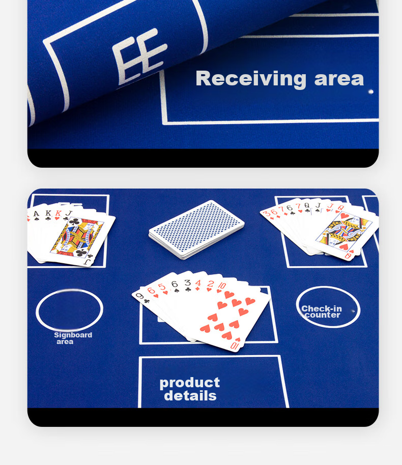FORTHGOER Guandan Special Tablecloth, Competition Table Mat, Entertainment Poker Cards, Chess Room Dedicated Waterproof Tablecloth, Blue Velvet Surface 12