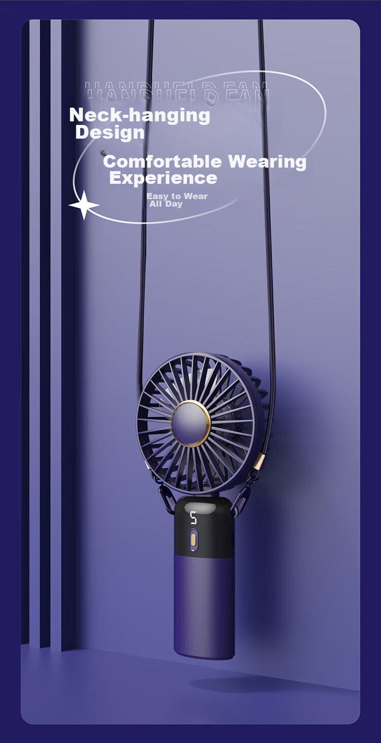 Kumeng [Five-Speed Strong Wind] Handheld Mini Fan, Portable USB Rechargeable Fan, Desktop Foldable Neck-Hanging Fan, Quiet Long Battery Life for Students' Dormitory, Office And Outdoor Use 8