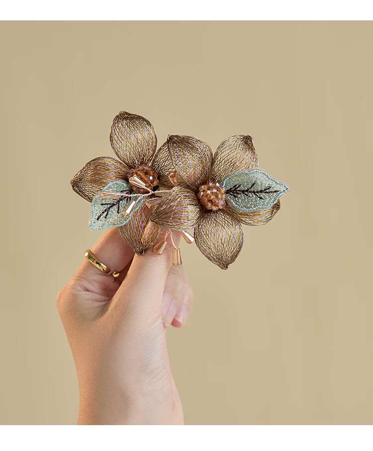 CHIMERA Handmade Copper Wire Hair Clip, Bun Maker for Back of Head, High-End Barrette for Women, Horizontal Clip, Straight Clip, Mid-Autumn Festival Gift 7