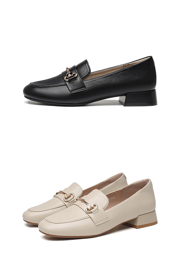 Dusto Low-Heel Women's Shoes, 2026 New Spring Style, Soft-Soled Work Shoes, Black Slip-On Loafers, Small Leather Shoes 10