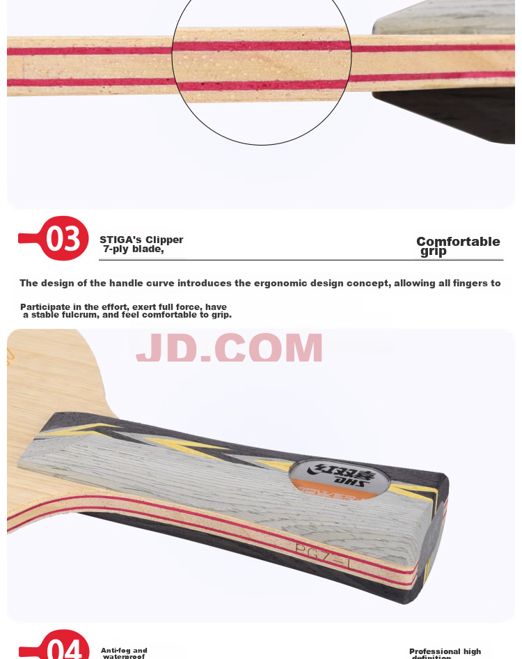 DHS Jingji 7 Table Tennis Blade, 7-Layer Pure Wood, 5-Star 6-Star Quality Table Tennis Racket DIY Kit, Straight Handle 9