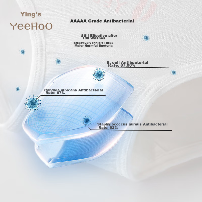 Комплект трусов для девочек YEEHOO, 3 шт., размер 150, 95% хлопок, антибактериальные, с принтом "Растения и цветы", для девочек, 3-9 лет