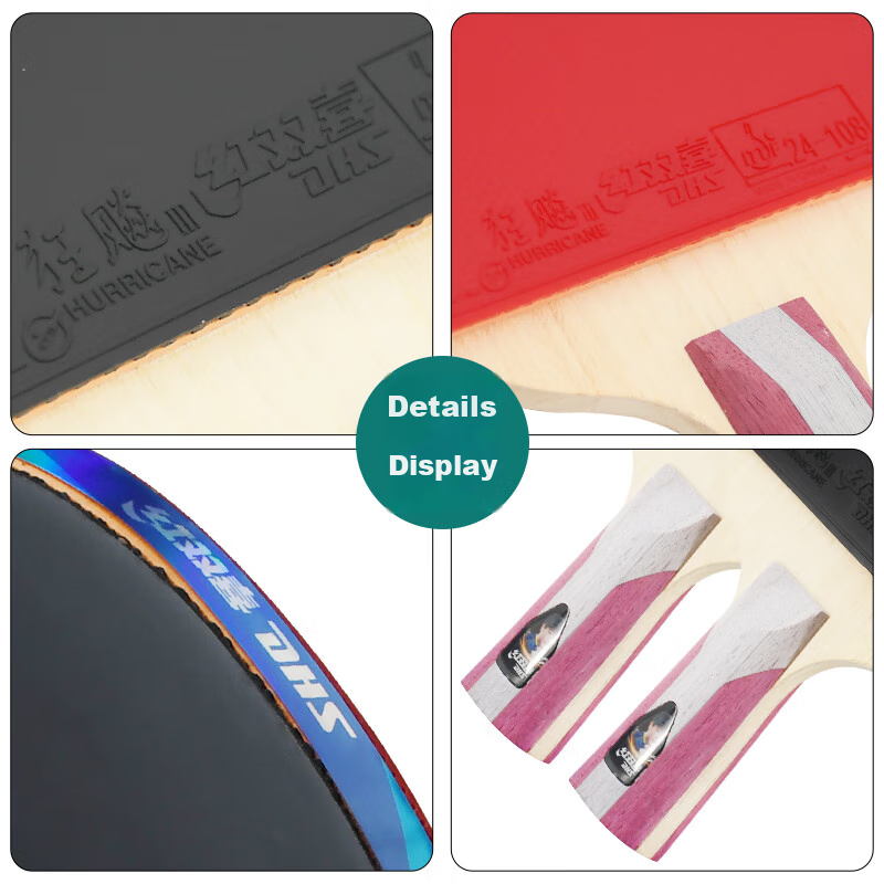 DHS Table Tennis Racket, Five-Star All-Round Offensive And Defensive F5006 Straight Handle Pairs, Table Tennis Racket with Racket Case