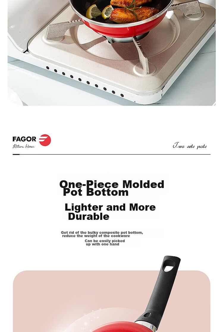 Fage Red Series Set Enamel Pot (Frying Pan + Milk Pan) FG-HHD02NJ 12