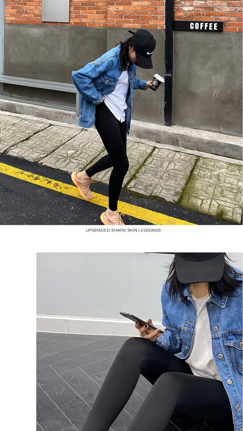 LangSha Shark Skin Leggings for Women, High-Waisted Thin Spring And Autumn Style, Tummy Control Slimming Tight-Fitting Sports Yoga Pants for Outdoor Wear 15