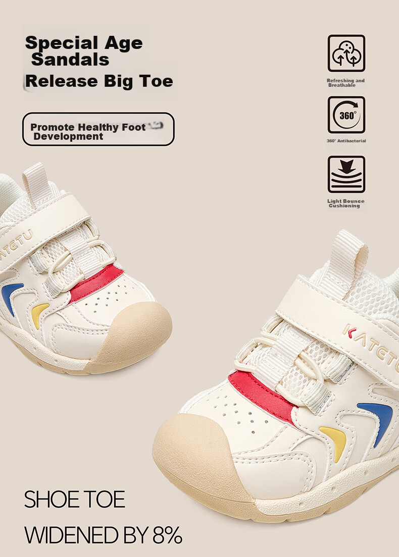 Katetu Baby Walking Shoes, Infant Spring New Children's Shoes, Kindergarten Kids' White Sneakers, Functional Steady Shoes for Ages 1-3, X4CE024 4