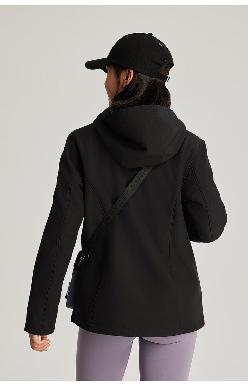 TECTOP Soft Shell Jacket, Fashionable Windproof Breathable Wear-Resistant Coat, Hooded Sports Windbreaker, Cloud Ink Black, M 32