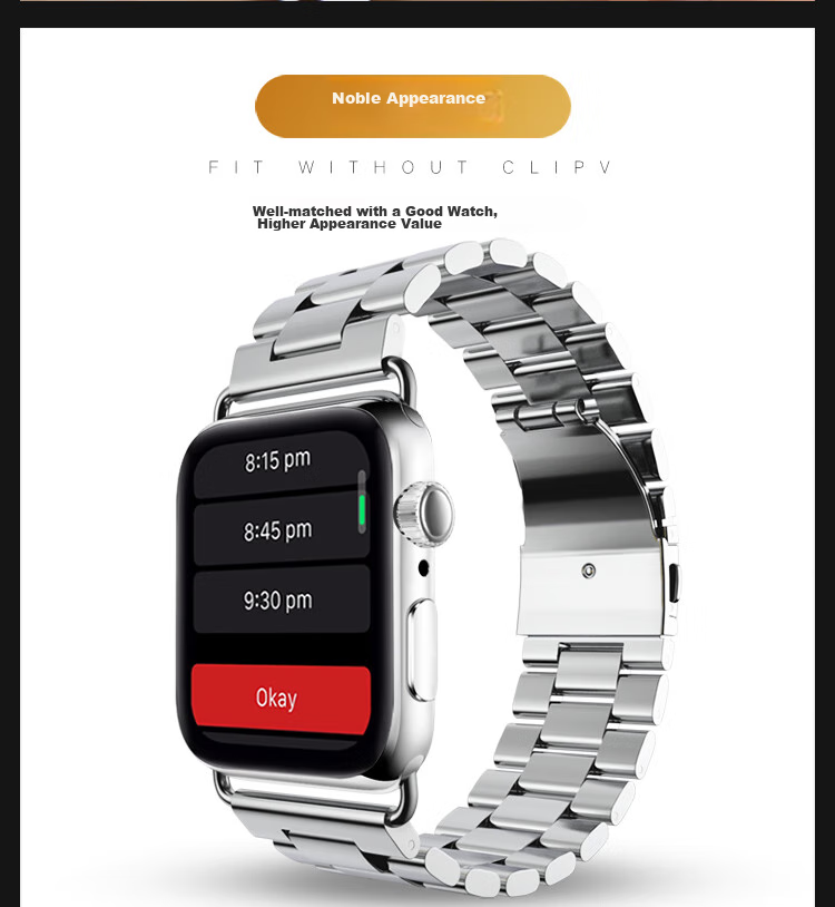 BIAZE Compatible with Apple Watch Band for IWatch S9/10, Stainless Steel Metal Strap for Apple Watch Ultra 2/8/7/6 Series 42/44/45/49mm - BD4 Black 8
