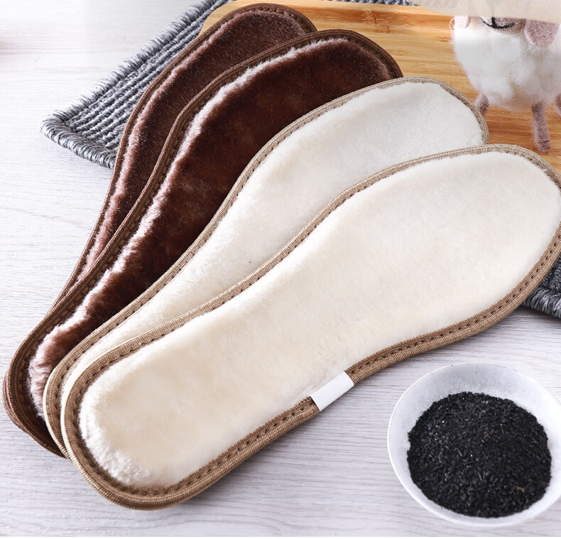 Nanjiren 3-Pair Set Warm Insoles for Men, Cotton Winter Fleece-Lined Thick Sweat-Absorbing Bamboo Charcoal Sole Women's Mixed Set, Size 37 3