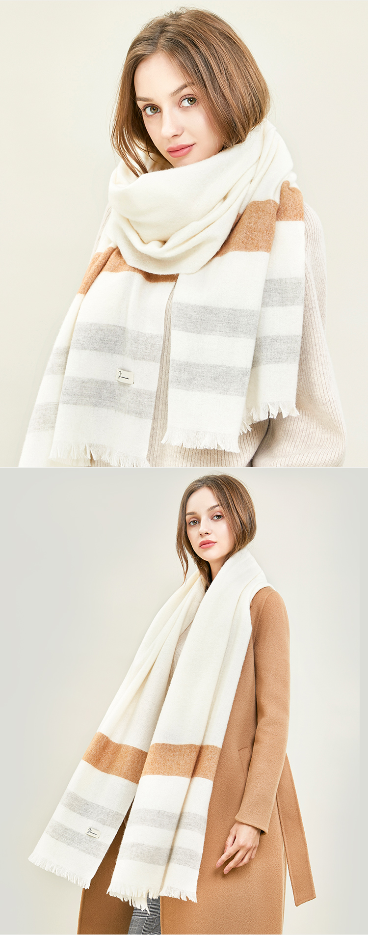 JIUMU Pure Wool Scarf for Women, Autumn And Winter Neck Warmer, Ladies' Warm Shawl, Gift for Women on National Day Or Birthday, Gift Box Packaging 21