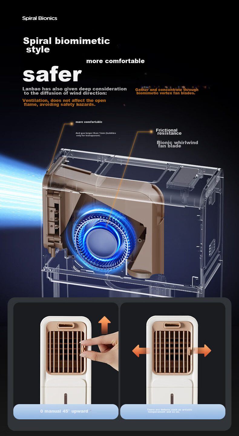 BLAUPUNKT [Kitchen Cooling] Frost Fan Electric Fan Home Air Cooler Humidifying Water-Cooled Fan Cold Air Machine Small Air Conditioner Fan No Ice Crystal Required Energy-Saving Low Noise Detachable Washable X5 6