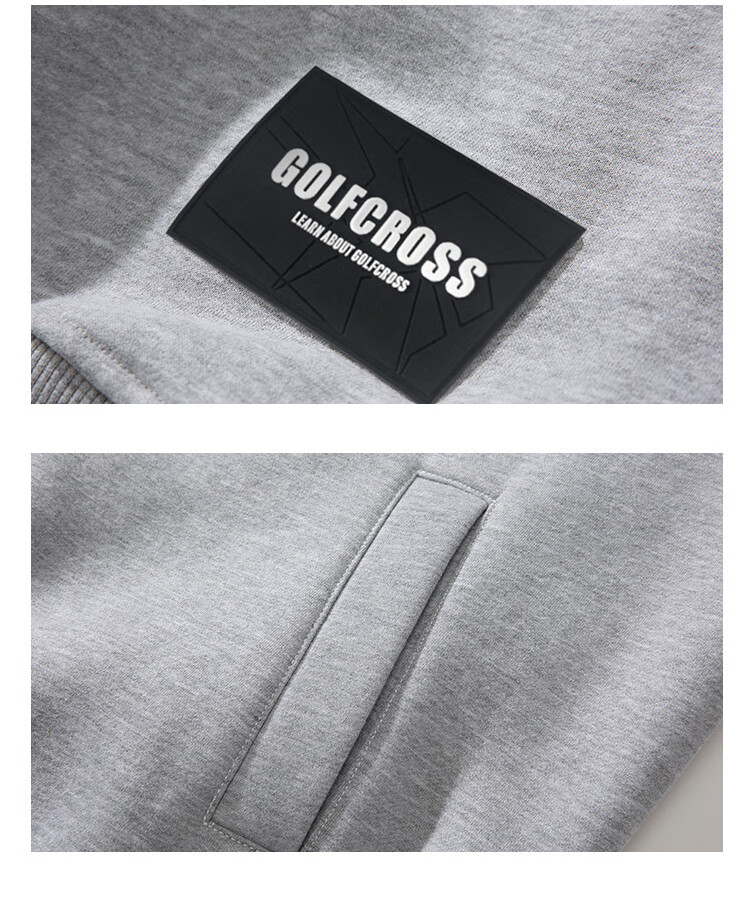 GOLFCROSS Couple's Sweatshirt, Spring And Autumn Letter Embroidery, Loose Hooded Cardigan Jacket, Gray, S 17