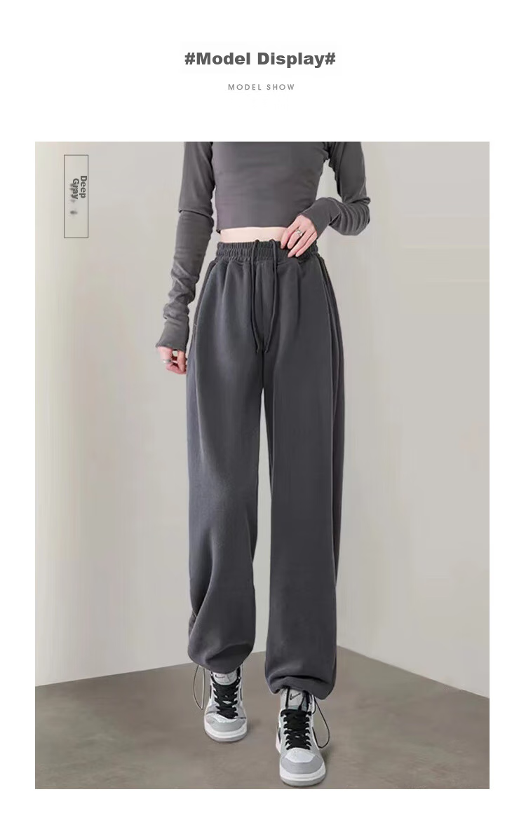 Jeanswest Casual Pants for Women, High-Waisted Loose-Fitting Slimming Joggers, Summer Sports Pants with Drawstring Waist, Dark Gray, Size L 5