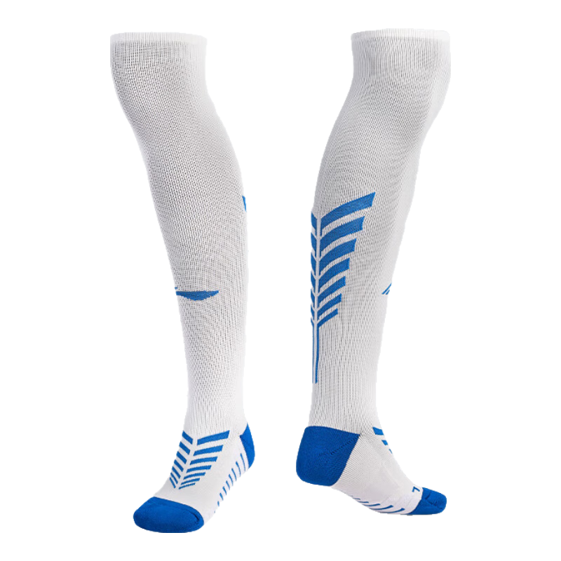 Li-Ning Soccer Socks for Adults, Children And Students, Non-Slip Long Over-Knee Socks with Terry Bottom for Men And Women, Sports Training Socks, White And Blue, XL