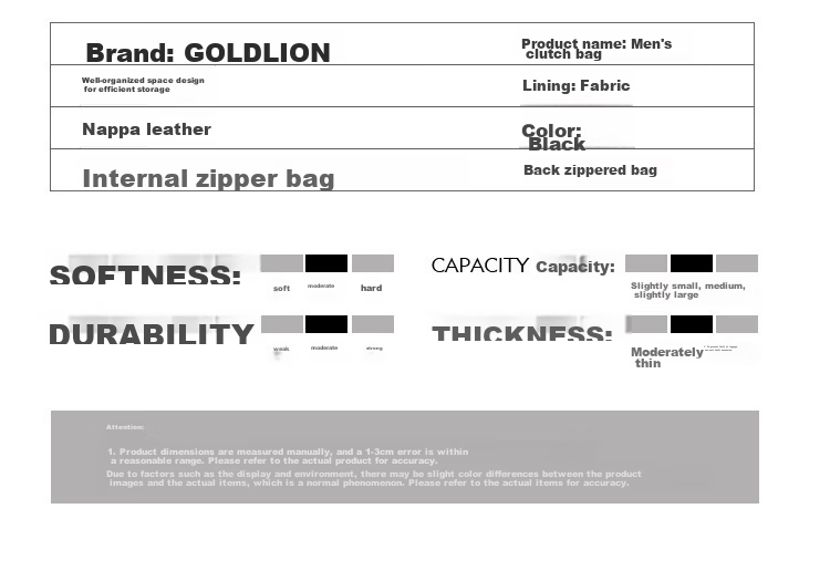 Goldlion Handbag Gift Box, Large Capacity Men's Bag, Clutch, Cowhide Multi-Card Holder, Birthday Gift for Gifting 16