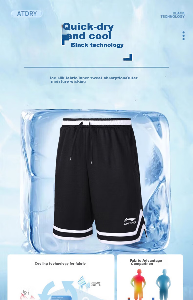 Li-Ning Men's Sports Shorts, Summer Running Quick-Dry Loose Casual Basketball Competition Pants, Training Fitness Knee-Length Shorts, XL 3