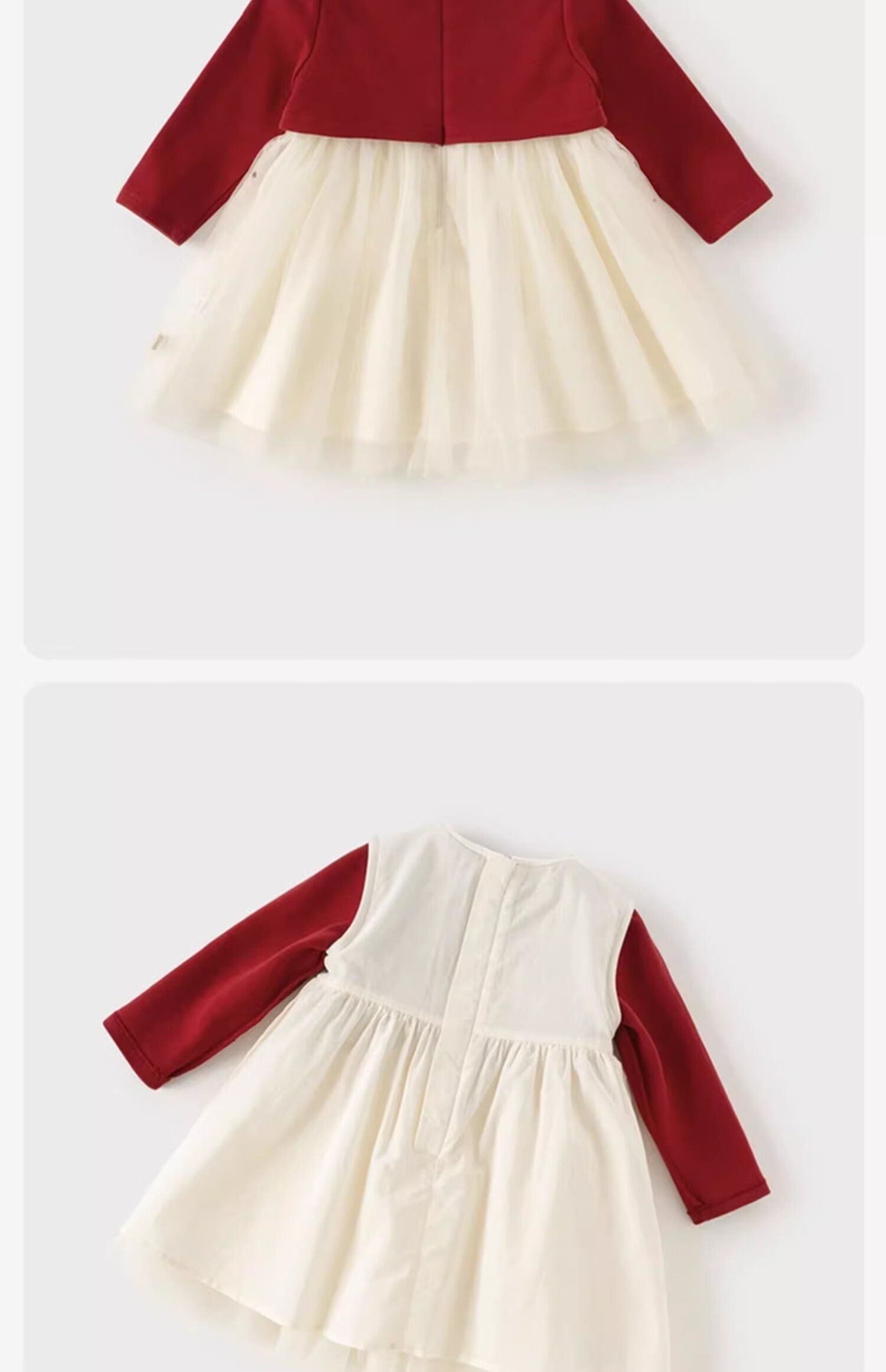 DAVE & BELLA Girls' Spring And Autumn Dress, Baby Tulle Princess Dress, Children's Stylish Faux Two-Piece Dress 16