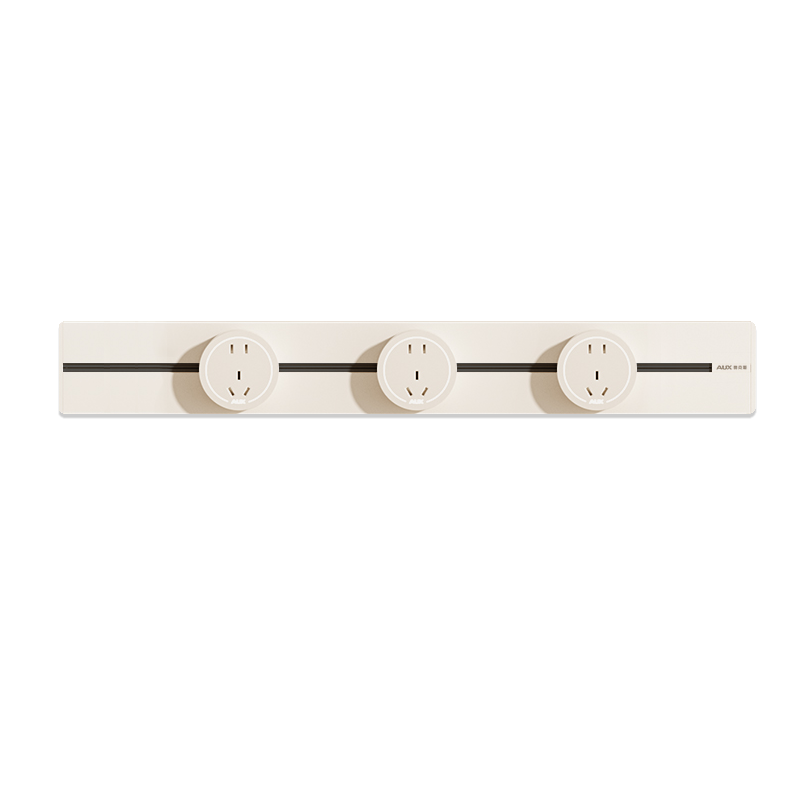 AUX Track Socket Surface Mounted No-Drill Wall-Mounted Movable Wall Rail Socket Slim Short C6 Milk White 30cm + 3 Blue Light Ring Five-Hole
