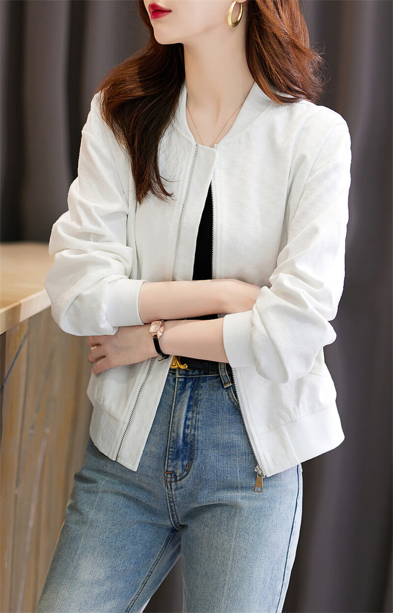 Dme [Outdoor New Fashion] Spring And Autumn Commuter Baseball Collar Lightweight Bubble Texture Stylish Versatile Jacket for Women, Short Style 24