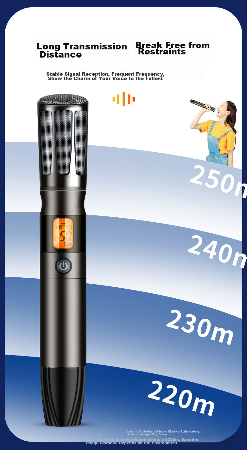 SAST Ok-126 Rechargeable Wireless Microphone U-Band Home KTV Singing Stage Hosting Speech Karaoke Meeting Speaker Amplifier FM Universal One-To Metal Microphone 8