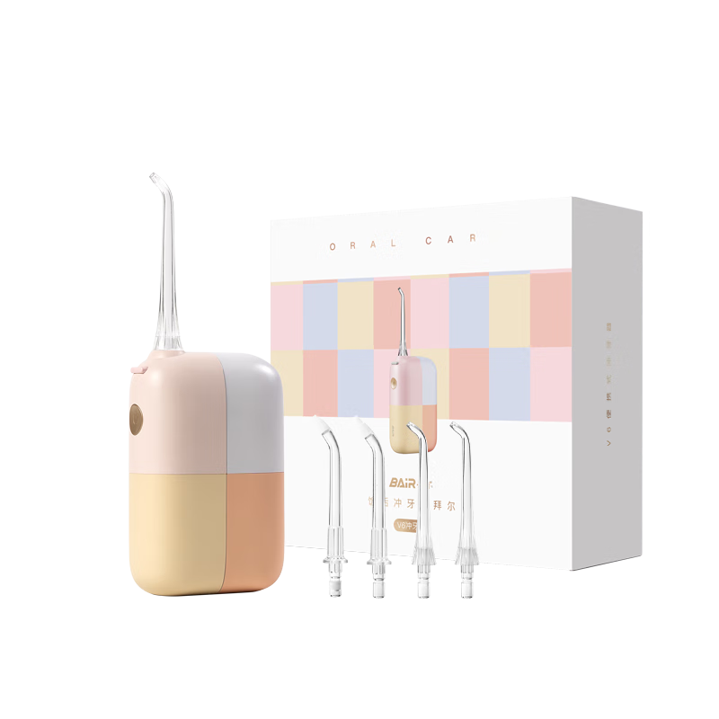 BAIR Portable Water Flosser, Orthodontic Professional Electric Dental Irrigator, Water Flosser Gift Box Set V6 Summer Rose