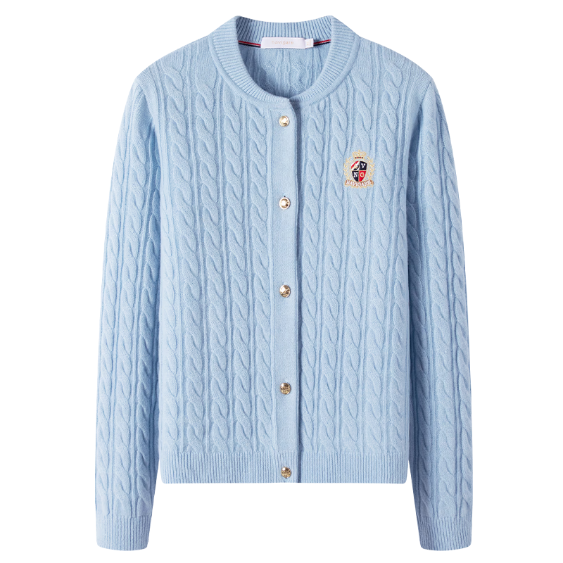 Navigare Italian Small Sailboat Autumn And Winter Women's All-Wool Jacket, Cable Knit Sweater Cardigan 2334094508 M