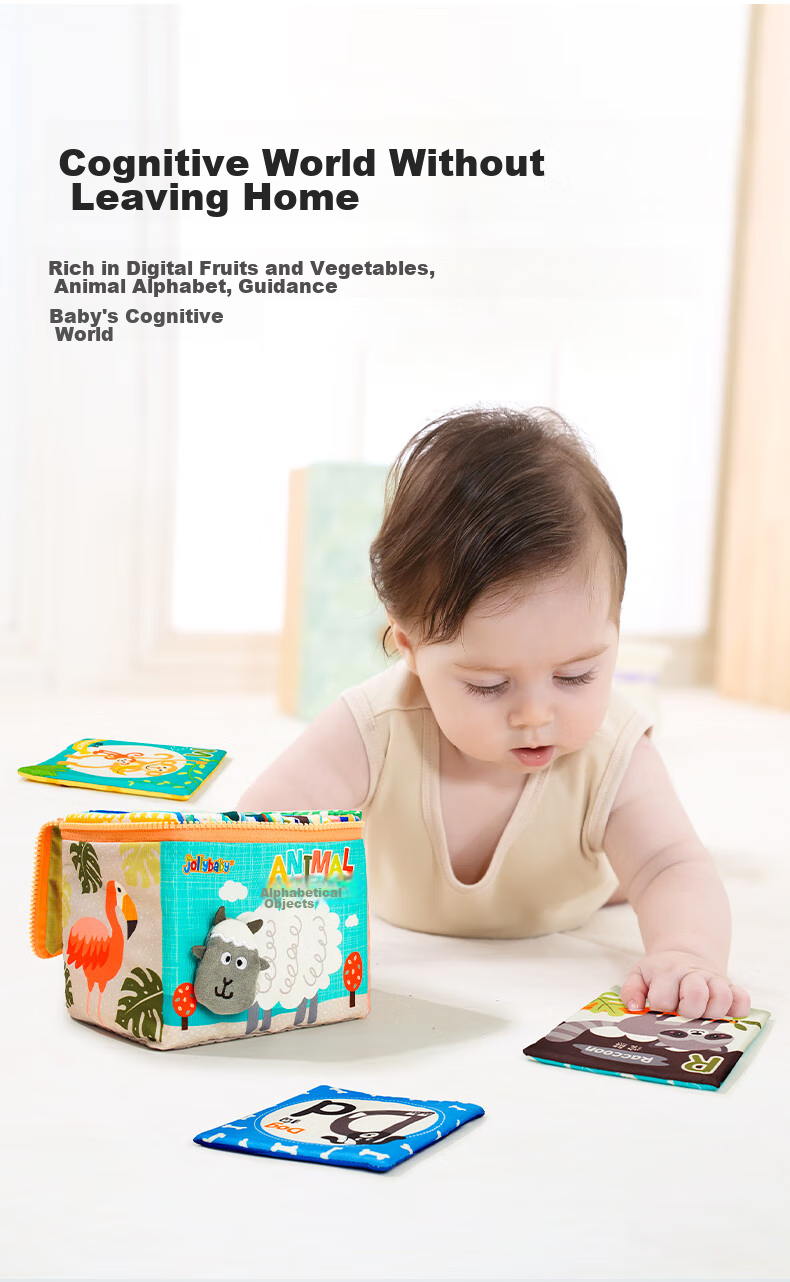 Jollybaby Children's Cloth Book Cognitive Cards, Colorful Picture Recognition Cards for Early Learning, Baby Flash Cards Toy - Animal And Letter Recognitio 3
