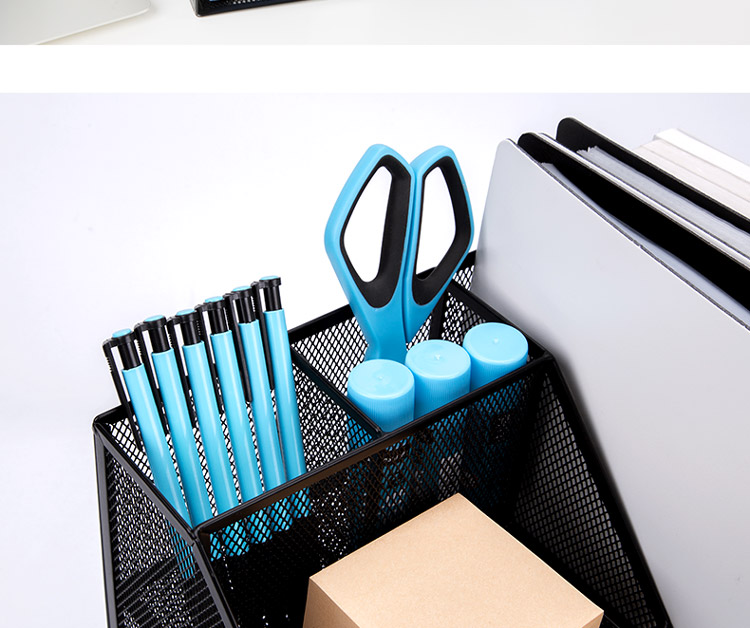 GuangBo 3c Digital All-Net Low Price Metal Mesh Multifunctional File Organizer/file Basket with Pen Holder Storage Rack Office Supplies Black WZ9316 9